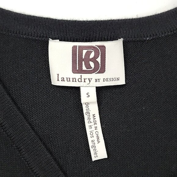 Laundry by Design Women's Black Knit Wrap V-Neck Hip Belt Dress Size Small - Picture 10 of 16